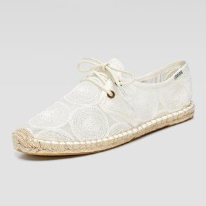 NWOB Soludos Lace-Up Lace Espadrille Sneaker White Women's Size 37EU / 6.5US